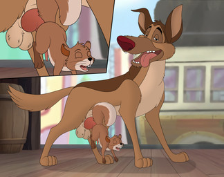 anal anal_penetration animal_genitalia animal_penis balls black_eyes black_markings black_nose brown_body buckteeth canine_genitalia canine_penis cock_hanging countershade_face countershade_tail countershade_torso countershading cutaway day dipstick_ears doggystyle duo ear_markings erection extreme_penetration eyebrows eyes_closed feral feral_on_feral feral_penetrated feral_penetrating feral_penetrating_feral fluffy fluffy_tail from_behind_position genitals head_tuft interspecies knot knotted_penis larger_feral larger_male leg_markings looking_at_viewer looking_pleasured male male/male male_penetrated male_penetrating male_penetrating_male markings multicolored_body multicolored_ears open_mouth outside penetration penile penile_penetration penis penis_in_ass quadruped red_body ridiculous_fit sex side_view size_difference smaller_feral smaller_male smaller_penetrated socks_(marking) standing stuck_together tail tan_body tan_countershading teeth tongue tongue_out tuft two_tone_body whiskers white_body white_countershading skateryena all_dogs_go_to_heaven don_bluth charlie_barkin skater_squirrel canid canine canis domestic_dog mammal rodent sciurid tree_squirrel 2025 alternate_version_at_source hi_res