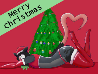 christmas_clothing christmas_tree clothing femboy holidays legwear makeup male merry_christmas piercing plant solo thigh_highs tree underwear zarter christmas american_opossum mammal marsupial hi_res