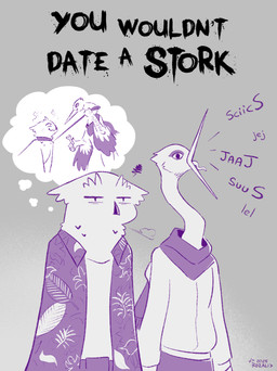 aloha_shirt ambiguous_gender annoyed anthro beak blush bottomwear clothed clothing collar dialogue duo emanata fantasizing feathered_wings feathers frown half-closed_eyes humor leash leash_pull long_neck male narrowed_eyes open_beak open_clothing open_mouth pattern_clothing pattern_shirt pattern_topwear scarf shirt sigh simple_background standing text thinking thought_bubble topwear tuft unrequited_love white_body wings rozalid bec-de-gaz scandiowlcus avian bird owl stork 2026 absurd_res dated digital_media_(artwork) english_text hi_res restricted_palette signature