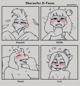 ahegao anthro black_nose blush bodily_fluids clothing eyes_closed feathers female group hair heart_symbol implied_orgasm inner_ear_fluff long_ears looking_pleasured looking_up mohawk nude open_mouth overalls overalls_only pillow ponytail steamy_breath sweat sweatdrop teeth tongue tongue_out tuft young young_anthro young_female cobalt_snow conditional_dnp ankama banjo-kazooie blizzard_entertainment dofus rareware undertale_(series) warcraft kazooie li_li_stormstout lilotte toriel avian bear boss_monster_(undertale) bovid breegull canid canine canis caprine domestic_dog mammal ouginak pandaren 2022 digital_drawing_(artwork) digital_media_(artwork) hi_res monochrome signature sketch spot_color