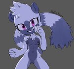 5_fingers anthro areola biped black_nose breasts chest_tuft clitoris exposed_breasts eyelashes female fingers fur genitals grey_areola grey_background grey_body grey_clitoris grey_ears grey_fur grey_nipples grey_tail looking_at_viewer markings medium_breasts multicolored_body multicolored_fur navel nipples nude purple_eyes pussy ring_(marking) ringed_tail simple_background smile solo striped_markings striped_tail stripes tail tail_markings tuft two_tone_tail napalm_express rubrad third-party_edit idw_publishing sega sonic_the_hedgehog_(comics) sonic_the_hedgehog_(idw) sonic_the_hedgehog_(series) tangle_the_lemur humanoid lemur mammal primate strepsirrhine 2020 artist_collaboration digital_media_(artwork) hi_res signature