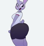animated anthro big_butt bouncing_butt breasts butt butt_jiggle capdocks clothed clothing disney female hi_res huge_butt jiggling judy_hopps lagomorph leporid mammal open_mouth open_smile rabbit short_playtime simple_background smile solo standing teasing thick_thighs twerking zootopia