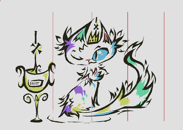 ambiguous_gender award blue_sclera crown feral fur green_tail grey_body grey_fur headgear multicolored_body multicolored_fur multicolored_tail one_eye_closed purple_body purple_fur sitting solo tail trophy yellow_body yellow_fur naircat domestic_cat felid feline felis mammal 2017 digital_drawing_(artwork) digital_media_(artwork) microsoft_paint_(artwork)