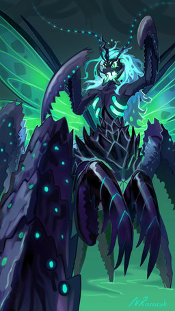 fangs female feral green_eyes horn insect_wings mandibles solo teeth wings anoraknr nranorak friendship_is_magic hasbro my_little_pony queen_chrysalis_(mlp) arthropod changeling_(mlp) insect mantis monster spiderpony 9:16 hi_res