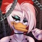 alternative_fashion angry anthro bodily_fluids chain crying emo_haircut emotional eyeliner female goth hair jewelry looking_at_viewer makeup necklace rock_(genre) sad solo tears touching_hair twirling_hair honeyvanilla alternative_rock disney ducktales ducktales_(2017) grunge_(genre) hard_rock heavy_metal punk_rock daisy_duck anatid anseriform avian bird duck 1:1 album_cover bust_portrait cover hi_res portrait