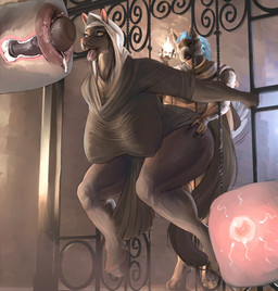 anthro anthro_on_anthro anthro_penetrated anthro_penetrating anthro_penetrating_anthro big_breasts biped bodily_fluids breasts clothed clothing cross cum cum_in_vagina cum_inside cutaway drooling duo eyelashes female female_penetrated from_behind_position genital_fluids genitals hair hand_on_butt heterochromia hooves huge_breasts impregnation inside internal internal_vaginal jewelry larger_female lips male male/female male_penetrating male_penetrating_female necklace nun ovum penetration penile penile_penetration penis penis_in_vagina pupils romanesque_architecture saliva sex size_difference smaller_male smile sperm_cell thick_thighs through_bars tongue tongue_out unguligrade vaginal vaginal_penetration keeltheequine mythology the_sin_(heinrich_lossow) avian equid equine gryphon horse mammal mythological_avian mythological_creature 2025 hi_res inspired_by_formal_art