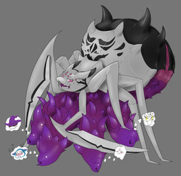 8_eyes 8_legs accessory arthropod_abdomen arthropod_abdomen_genitalia arthropod_abdomen_markings arthropod_abdomen_penis big_penis blade_arm blue_hood blush bodily_fluids carapace clothing colored_saliva corruption cute_fangs eyelashes eyewear fangs feet feral foot_fetish foot_on_penis foot_play genitals glasses glistening glistening_body glistening_eyes glistening_genitalia glistening_penis grey_background grin gynomorph hat headband headgear headwear huge_penis hyper hyper_genitalia hyper_penis intersex looking_at_viewer multi_eye multi_genitalia multi_limb multi_penis multicolored_body multicolored_ears multiple_personalities nervous nervous_sweat open_mouth penile_spines penis pink_eyes presenting presenting_penis purple_clothing purple_hat purple_headwear purple_penis purple_saliva saliva saliva_on_face sentient_penis shadowed_eyes simple_background smile solo sparkles sparkling_eyes spider_legs spiked_arthropod_abdomen spiked_penis spikes spikes_(anatomy) sweat teeth text thought_bubble three-quarter_view two_tone_body two_tone_ears unusual_anatomy unusual_bodily_fluids unusual_genitalia unusual_penis unusual_saliva white_eyelashes teliars643 so_i'm_a_spider_so_what? kumoko arachnid arthropod spider japanese_text