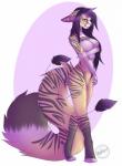 anthro biped breasts digitigrade featureless_breasts featureless_crotch female fur nude simple_background solo standing striped_body striped_fur stripes white_background magic_(artist) felid mammal hi_res