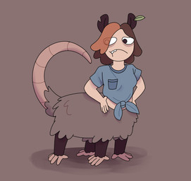 brown_hair clothed clothing female fur hair hair_over_eye hairless_tail leaf shirt solo tail teeth_showing topwear claragonza3 centaurworld netflix american_opossum humanoid_taur mammal mammal_taur marsupial taur virginia_opossum digital_media_(artwork) hi_res