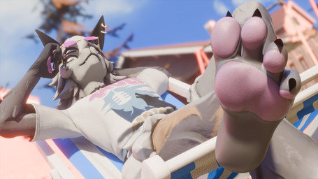 4_toes anthro barefoot clothing curling_toes ear_piercing ear_ring eyewear feet female foot_fetish foot_focus fur glasses grey_body grey_fur humanoid_feet pawpads piercing pink_pawpads plantigrade plantigrade_pawpads ring_piercing soles solo teasing teasing_with_feet toes chutos epic_games fortnite wolfie_(fortnite) canid canine canis mammal wolf 16:9 2025 3d_(artwork) digital_media_(artwork) hi_res widescreen