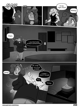 anthro big_butt biped bottomwear butt clothed clothing dialogue duo female hair male open_mouth pupils smile speech_bubble text thick_thighs topwear nimzy noms_(nimzy) tobi_(nimzy) cricetid felid hamster hybrid liger mammal pantherine rodent comic english_text hi_res monochrome url