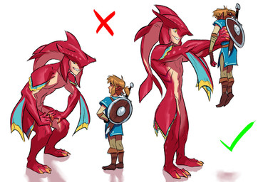 anthro crouching duo eye_contact featureless_crotch holding_partner looking_at_another male melee_weapon nude_male shield simple_background size_difference standing sword weapon white_background maxspite breath_of_the_wild how_to_talk_to_short_people nintendo the_legend_of_zelda link prince_sidon aquatic zora 2021 absurd_res hi_res meme