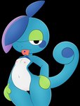 2019 alpha_channel alternative_fashion anthro black_eyes blue_body blue_cheeks blue_hair blue_piercing blue_tail colored digital_media_(artwork) drizzile female flat_chested generation_8_pokemon genitals goth green_eyelids hair hand_on_hip hand_on_own_hip hi_res looking_at_viewer navel nintendo nipples nude piercing pink_nipples pokemon pokemon_(species) purple_hair pussy red_tongue shaded simple_background solo tail teasing thick_thighs tongue tongue_out tongue_piercing transparent_background zinzoa