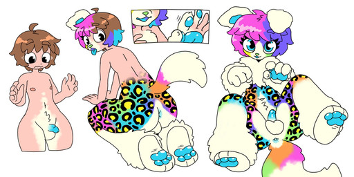 anus balls blue_anus blue_penis blue_tongue blush chest_tuft countershading eyelashes genitals hair human_to_anthro humanoid_genitalia humanoid_penis kneeling looking_at_viewer mid_transformation multicolored_hair navel nervous nipples nude_anthro nude_male pawpads penis simple_background sitting small_penis sparklefur species_transformation tail tongue transformation transformation_sequence tuft popstick canid canine canis domestic_dog human mammal 2025 2:1 hi_res