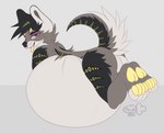 anthro balls belly belly_tuft bent_legs big_belly black_body black_fur black_hair black_nose bloated bodily_fluids butt calves_up feet fully_inside fur fur_markings genitals grey_body grey_fur hair huge_belly hyper hyper_belly looking_at_viewer lying male male_pred markings no_shading nude on_front open_mouth pawpads paws raised_calf raised_tail resting_on_belly simple_background smile smiling_at_viewer solo tail tail_tuft tongue tongue_out tuft vore weight_gain white_belly white_body white_fur yellow_body yellow_eyes yellow_fur yellow_pawpads macyw eico canid canine canis mammal wolf 2022 colored digital_drawing_(artwork) digital_media_(artwork) flat_colors