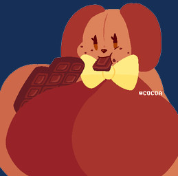 anthro big_breasts bow_tie breasts brown_body brown_ears brown_eyes candy cartoon_freckles chocolate dessert eating eyelashes featureless_breasts female floppy_ears food freckled_face freckles front_view holding_food holding_object huge_breasts lop_ears monotone_body nude plushie simple_background simple_eyes solo text transparent_background vertical_bar_eyes cocoaberry lovedoll_toy_factory fan_character poochi_(cocoaberry) animate_inanimate canid canine canis domestic_dog living_plushie mammal 2026 alpha_channel artist_name digital_drawing_(artwork) digital_media_(artwork) icon