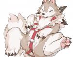 4_toes ambiguous_gender black_nose claws feet feral pawpads paws simple_background solo toe_claws toes tongue tongue_out tuft white_background kuritama nintendo pokemon canid canine generation_7_pokemon lycanroc mammal midday_lycanroc pokemon_(species) 2017