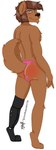 absurd_res anthro bedroom_eyes big_butt blue_eyes blush body_blush brown_body brown_fur brown_hair bulge butt butt_blush canid canine canis chest_tuft chin_tuft clothed clothing crossdressing digital_media_(artwork) facial_hair facial_tuft fluffy full-length_portrait fur hair hi_res looking_at_viewer male mammal mature_male mythological_canine mythological_creature mythology narrowed_eyes partially_clothed paws portrait prosthetic prosthetic_leg prosthetic_limb raised_tail seductive smile solo tail thomas_ii_(zer0rebel4) thong tuft underwear werecanid werecanine werecreature werewolf wolf yellow_sclera zer0rebel4