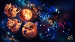 ambiguous_gender blue_eyes blue_nose fur group moon orange_body orange_fur space star whiskers charlatan-of-doom dogelore three_wolf_moon digit_(datshibe) doge canid canine canis domestic_dog mammal shiba_inu spitz 16:9 2020 4k absurd_res hi_res meme widescreen