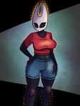 anthro bottomwear clothing crop_top cutoffs denim denim_bottomwear denim_clothing female shirt shorts solo topwear kiyeks hollow_knight team_cherry hornet_(hollow_knight) arthropod hornet hymenopteran insect vespid wasp 3:4 absurd_res hi_res