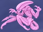 open_mouth pink_body scales smile solo uniomie alien_(franchise) alien xenomorph hi_res