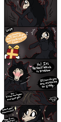 anthro blush bodily_fluids clawing claws dialogue duo female floating_heart gift heart_symbol scp-1471 sparkles sweat text icey_(artist) scp_foundation scp-1471-a malo absurd_res comic english_text hi_res