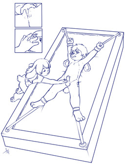 anthro arms_tied balls bdsm bodily_fluids bottomless bottomless_female bound clothed clothing cutaway drinking_pussy_juice duo edging erection female female_anthro fingering floppy_ears force_feeding_bodily_fluids genital_fluids genitals hair humanoid_genitalia humanoid_penis kneeling legs_tied male male/female male_anthro masturbation motion_lines nervous nude_anthro nude_male one_eye_closed pawpads penis questionable_consent scut_tail shirt short_tail simple_background spread_eagle submissive submissive_male tail teasing topwear touching_penis vaginal vaginal_fingering vaginal_fluids vaginal_masturbation vulva white_background young young_female young_male young_on_young aogami lagomorph leporid mammal rabbit 2019 digital_drawing_(artwork) digital_media_(artwork) hi_res line_art monochrome signature