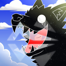 black_body black_clothing black_ears black_face black_fur black_nose black_topwear clothing feral fur glistening looking_aside looking_at_viewer male open_mouth open_smile pointy_ears side_view simple_background smile solo topwear torn_clothing torn_topwear zpectralkrystal canid canine canis domestic_dog husky mammal nordic_sled_dog spitz 1:1 headshot_portrait hi_res icon portrait