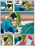 anthro blue_body blush blush_lines breasts clothing comic_panel dialogue duo ear_piercing erection female fur genitals green_body kiss_on_lips kissing male male/female nude open_mouth penis piercing pussy smile speech_bubble text lawealewd idw_publishing sega sonic_the_hedgehog_(comics) sonic_the_hedgehog_(idw) sonic_the_hedgehog_(series) kitsunami_the_fennec surge_the_tenrec afrosoricid canid canine fennec_fox fox mammal tenrec true_fox comic english_text hi_res