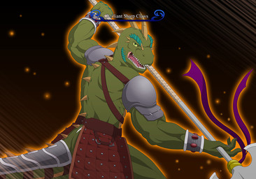anthro armor bracelet butt furgonomics green_body green_eyes green_scales jewelry male melee_weapon polearm scales solo tail tail_armor trident weapon yellow_sclera symbolhero reptile_cynrik_(character) reptile scalie digital_media_(artwork)