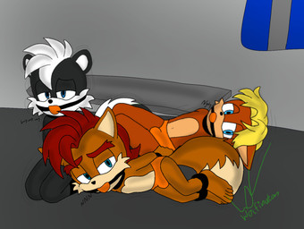 ball_gag bdsm bondage bound clothing collar gag group male prison sad speedo swimwear trio wolfination archie_comics sega sonic_the_hedgehog_(archie) sonic_the_hedgehog_(comics) sonic_the_hedgehog_(series) antoine_d'coolette elias_acorn geoffrey_st._john canid canine canis coyote mammal mephitid rodent sciurid skunk tree_squirrel