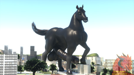 balls big_balls big_butt big_penis black_body blue_sky butt city city_background feral genitals green_eyes huge_balls huge_penis hyper hyper_balls hyper_genitalia hyper_penis macro male muscular muscular_male penis posing_for_the_viewer presenting sky smile smiling_at_viewer solo teeth kreither_rusdraaac rusdraac_animations azaroth_baltazar equid equine horse mammal 16:9 4k absurd_res hi_res watermark widescreen