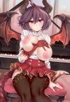 areola big_breasts blush bottomwear breasts clothed clothing female horn humanoid_pointy_ears keyboard_instrument legwear looking_at_viewer membrane_(anatomy) membranous_wings musical_instrument nipples piano pointy_ears red_body red_eyes red_scales scales sitting skirt solo tail tail_under_skirt thigh_highs wings kanachirou mythology shingeki_no_bahamut grea_(shingeki_no_bahamut) animal_humanoid dragon dragon_humanoid horned_humanoid humanoid mythological_creature mythological_scalie scalie tailed_humanoid