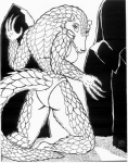 1996 anthro beach big_breasts bikini black_and_white breasts clothed clothing feet female long_snout looking_back mammal monochrome oscar_marcus outside pangolin pinup pose rock sand seaside skimpy snout solo swimwear tail talons tight_clothing toes two-piece_swimsuit