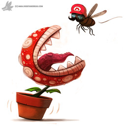 ambiguous_gender black_hair blue_eyes brown_body clothing duo facial_hair fangs feral flying hair hat headgear headwear insect_wings leaf male mustache open_mouth plant plant_pot simple_background teeth text tongue white_background wings piper_thibodeau mario_bros nintendo mario arthropod elemental_creature flora_fauna fly_(animal) housefly insect piranha_plant 2015 digital_media_(artwork) digital_painting_(artwork) painting_(artwork) url