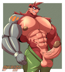 anthro balls big_balls big_muscles big_pecs big_penis biped erection foreskin fur genitals glans huge_muscles huge_pecs humanoid_genitalia humanoid_penis hyper hyper_muscles hyper_pecs male male_anthro muscular muscular_anthro muscular_male pecs penis red_body red_fur retracted_foreskin saggy_balls smile smiling_at_viewer smirk smirking_at_viewer solo vein veiny_penis okrizo831 activision crash_bandicoot_(series) crunch_bandicoot bandicoot mammal marsupial hi_res