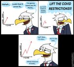 anthro beak clothed clothing dialogue directional_arrow graph humor male political_cartoon politics profanity solo suit text yelling happyroadkill covid-19_pandemic eric_eagle accipitrid accipitriform avian bald_eagle bird eagle sea_eagle 2021 comic digital_drawing_(artwork) digital_media_(artwork) english_text flat_colors hi_res