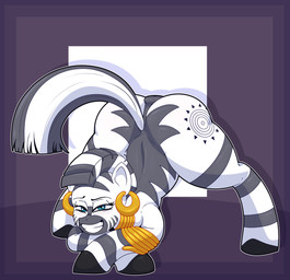 anus big_butt butt female feral gold_(metal) jewelry puffy_anus solo stretching hammurabischode friendship_is_magic hasbro my_little_pony zecora_(mlp) equid equine horse mammal pony zebra absurd_res hi_res