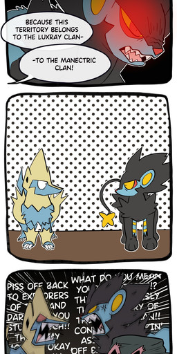 argument black_body black_fur blue_body blue_fur cave dialogue duo eyewear feral four_frame_image fur glasses male pink_body pink_fur proboscis_(anatomy) speech_bubble tan_body tan_fur text yellow_body yellow_fur chubledoodles nintendo pokemon pokemon_mystery_dungeon spike_chunsoft canid canine felid feline generation_2_pokemon generation_3_pokemon generation_4_pokemon luxray mammal manectric phanpy pokemon_(species) proboscidean skitty absurd_res comic english_text hi_res long_image tall_image
