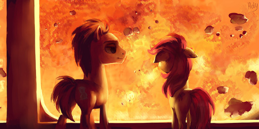cutie_mark duo female feral fur hair male red_hair sun holivi british_broadcasting_corporation doctor_who friendship_is_magic hasbro my_little_pony doctor_whooves_(mlp) rose_(mlp) earth_pony equid equine horse mammal pony 2015 hi_res