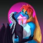 anthro big_breasts blush breasts deep_throat dildo dildo_fellatio dildo_in_mouth double_deep_throat double_dildo double_dildo_fellatio double_dildo_in_mouth duo feathered_wings feathers female female/female hair kissing membrane_(anatomy) membranous_wings mutual_double_dildo_fellatio mutual_double_dildo_in_mouth mutual_oral mutual_oral_penetration mutual_penetration neck_bulge nude open_mouth oral oral_penetration penetration sex_toy sex_toy_fellatio sex_toy_in_mouth sex_toy_insertion simple_background wings la.xtc mythology cyancouatl dragon mythological_creature mythological_scalie scalie 1:1 digital_drawing_(artwork) digital_media_(artwork) hi_res shaded