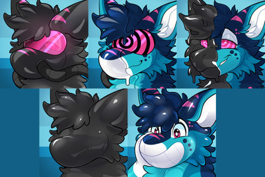 anthro cross-eyed drone hypnosis hypnotic_visor latex male male/male mind_control narrowed_eyes pool_toy ringed_eyes smile solo rindeadsong novayyyy aquatic canid canine fish hybrid mammal shark 3:2 hi_res multiple_scenes