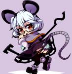 big_eyes bottomwear butt clothed clothing dowsing_rod eyewear female footwear glasses grey_hair hair holding_object jewelry legwear open_mouth panties pendant red_eyes shirt shoes short_hair skirt socks solo teeth thigh_highs topwear underwear upskirt kanenomori777 touhou nazrin animal_humanoid humanoid mammal mammal_humanoid mouse_humanoid murid murid_humanoid murine murine_humanoid rodent rodent_humanoid