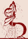 armor breasts female headgear helmet melee_weapon polearm solo split_form tegaki_draw_and_tweet_(artwork) text trident underwater water weapon fupoo megaman_(classic) splash_woman marine merfolk 2018 digital_media_(artwork) oekaki