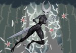 anthro black_body breasts detailed_background exoskeleton female looking_at_viewer nude solo weapon stikcs hollow_knight team_cherry hornet_(hollow_knight) arthropod 3d_(artwork) digital_media_(artwork) hi_res