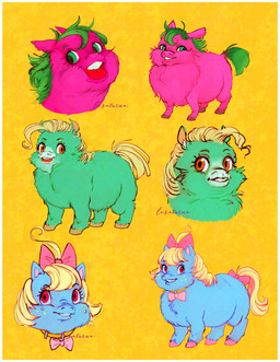 accessory ambiguous_feral ambiguous_gender blonde_hair blue_body blue_fur border bow_ribbon bow_tie brown_hooves chest_tuft collar disembodied_head eyelashes feral freckles fur furgonomics green_eyes green_hair green_tail hair head_bow hooves open_mouth orange_eyes overweight overweight_feral pink_body pink_bow pink_bow_tie pink_fur pink_hooves red_eyes ribbons simple_background smile standing tail tail_accessory tail_bow tail_ribbon teal_body teal_fur teeth text tied_hair tongue tuft white_border yellow_background yellow_tail young young_ambiguous young_feral epilepsy_warning le_saturna fluffy_pony fluffy_pony_(species) mammal 2024 absurd_res artist_name digital_media_(artwork) english_description hi_res