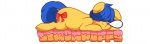 blue_hair bubble cake dessert food frosting fur hair male sleeping slightly_chubby solo yellow_body yellow_fur unknown_artist friendship_is_magic hasbro my_little_pony fan_character lemonpuffs earth_pony equid equine horse mammal pony animated short_playtime