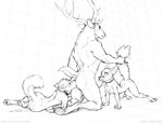 2018 all_fours ambiguous_gender anal anthro anthro_on_anthro antlers ass_to_mouth ass_to_other_mouth backsack balls biceps big_dom_small_sub blush bodily_fluids breasts butt canid canine canis cervine chest_tuft cloven_hooves collar collar_only cuckold cum cum_drip cum_from_ass cum_in_ass cum_inside cum_on_back cum_on_butt cum_on_ground deer dewclaw_hooves digital_drawing_(artwork) digital_media_(artwork) domestic_dog dominant dominant_male dripping elk erection eyebrows eyelashes eyes_closed feet fellatio female fluffy fluffy_tail fox fur genital_fluids genitals glans group group_sex half-closed_eyes hi_res hooves horn humanoid_genitalia humanoid_penis interspecies kneeling larger_male lying male male/ambiguous male/female male_rimming_male mammal monochrome muscular muscular_male narrowed_eyes nipples nude on_front oral oral_penetration oral_sandwich pawpads paws penetration penile penis raised_tail rimming ring sex simple_background size_difference sketch slim small_breasts smaller_ambiguous smaller_female snout submissive submissive_ambiguous submissive_female surprise tail tail_grab tail_pull text threesome trio tuft two_subs_one_dom underhoof unguligrade url white_background wide_eyed wide_hips zaush