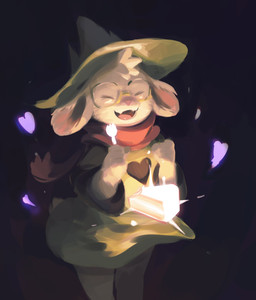 anthro cake clothing cutlery dessert eating eyes_closed eyewear food glasses happy hat headgear headwear heart_symbol kitchen_utensils magic male smile solo spork tools white_body sublamy123 deltarune undertale_(series) ralsei bovid caprine darkner goat mammal 2025 absurd_res digital_drawing_(artwork) digital_media_(artwork) hi_res