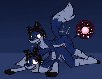 all_fours anthro anthro_on_anthro anthro_penetrated anthro_penetrating anthro_penetrating_anthro ass_up black_body black_eyes black_fur black_hair black_inner_ear_fluff black_nose black_stripes blue_background blue_body blue_fur blue_inner_ear blush breast_squish breasts doggystyle duo erection feet female female_penetrated fingerless_(marking) from_behind_position fur genitals grin hair impregnation inner_ear_fluff internal intraspecies looking_at_another looking_back looking_down looking_up male male/female male_penetrating male_penetrating_female motion_lines open_mouth ovum penetration penis pink_eyes pink_pupils pupils red_penis selfcest sex simple_background smile sperm_cell square_crossover squish striped_body striped_fur stripes thrusting toeless_(marking) tuft ultilix alpha_(vuxorem) canid canine canis mammal wolf 2026 hi_res